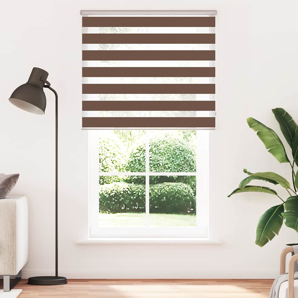 Vidaxl zebra roller blind 125x230 cm fabric width 120.9 cm polyester brown