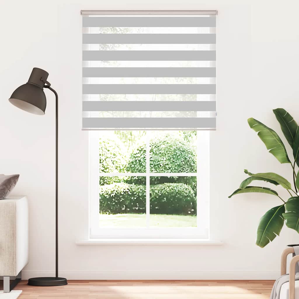 Vidaxl Zebra Roller Blind 130x200 cm Staubbreite 125,9 cm hellgrau