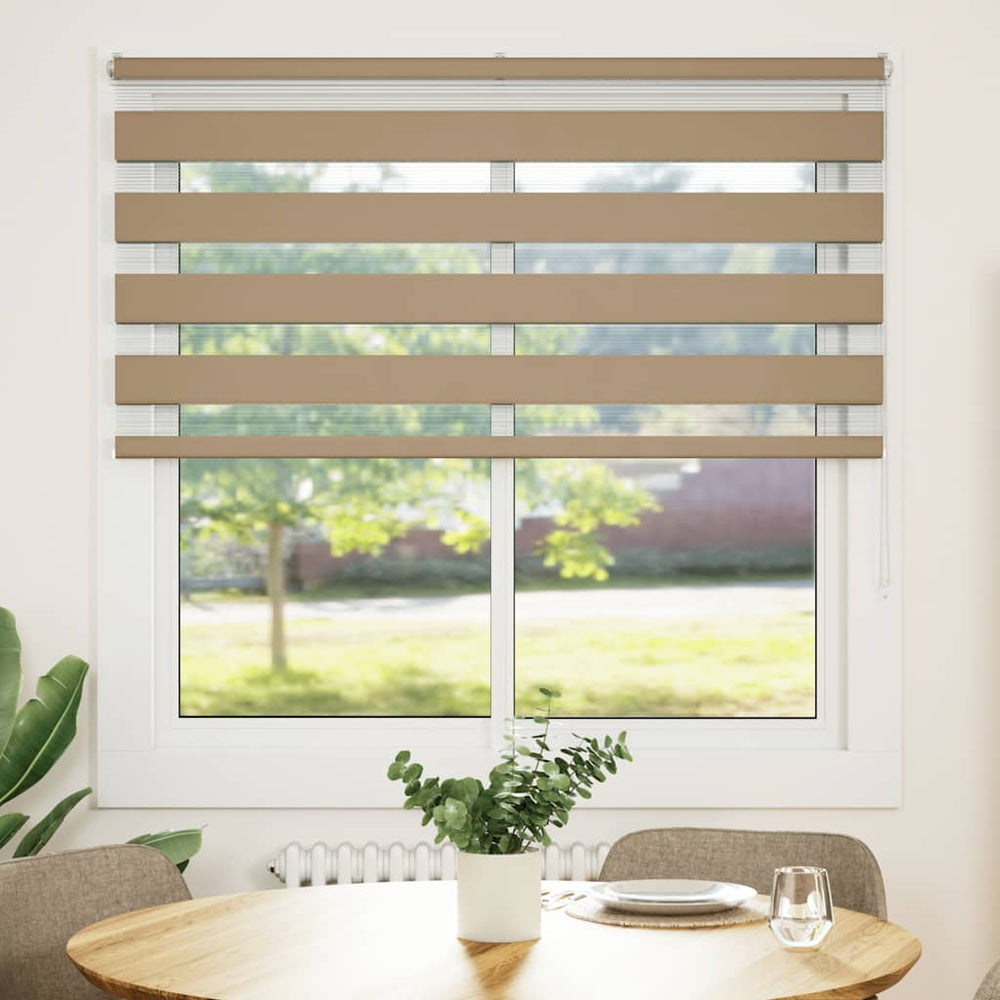 VidaXL zebra blind 145x150 cm fabric width 140.9 cm polyester sand brown