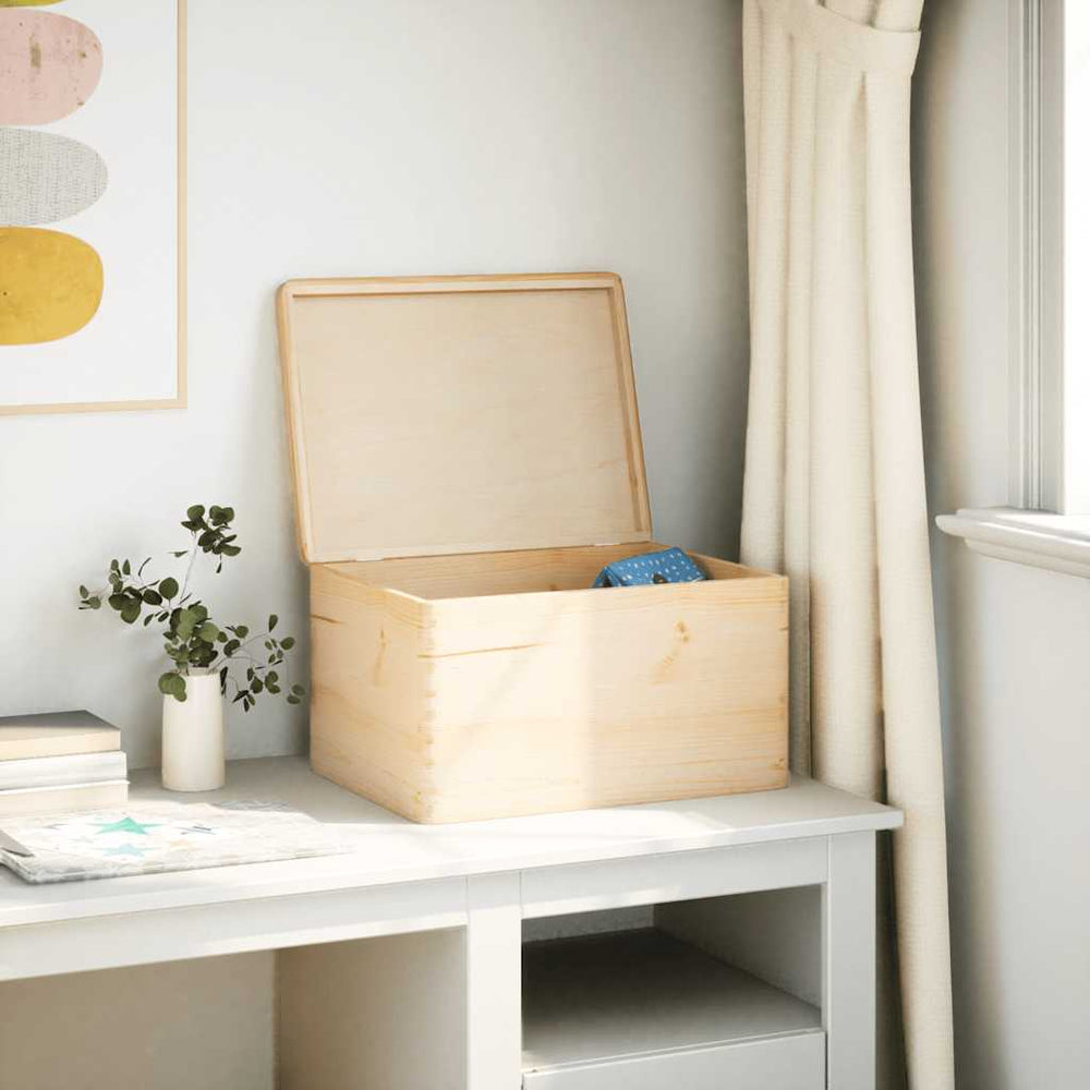 Vidaxl wooden box with lid 40x30x23 cm solid pinewood