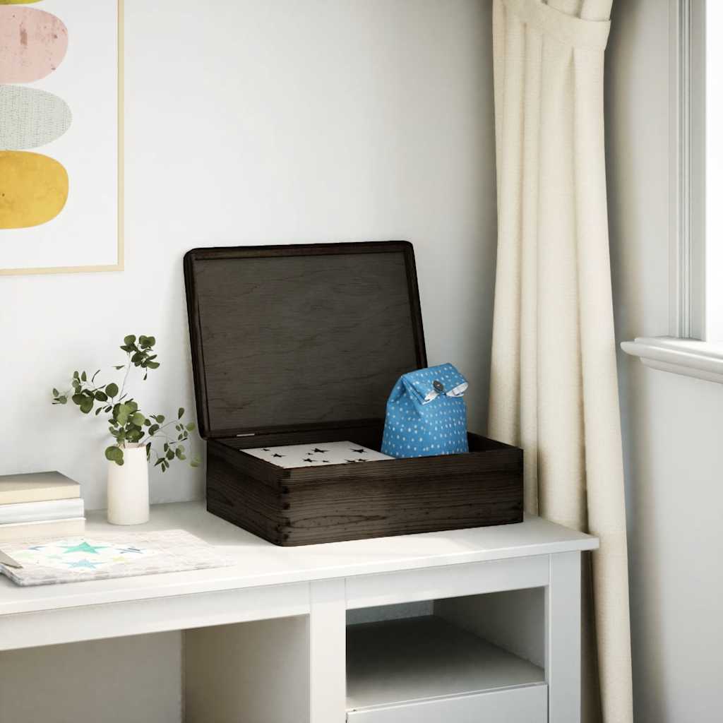 Vidaxx wooden box with lid 40x30x13 cm solid pine wood black