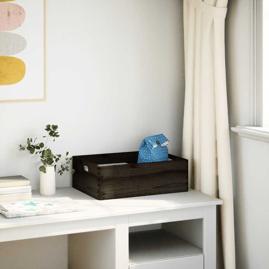 Vidaxx Holzkiste mit Griffen 40x30x13 cm massives Kiefernholz schwarz