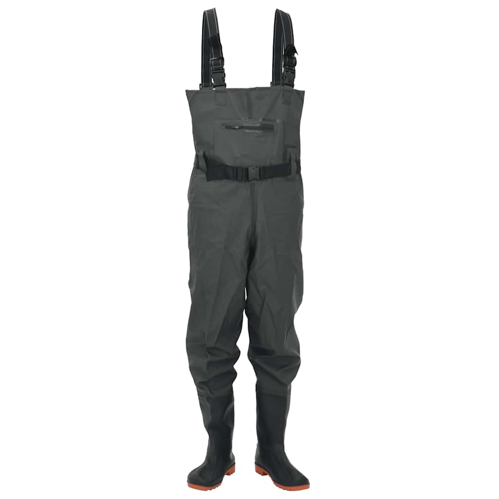 Vidaxl wading suit with boots and belt size 38 dark green