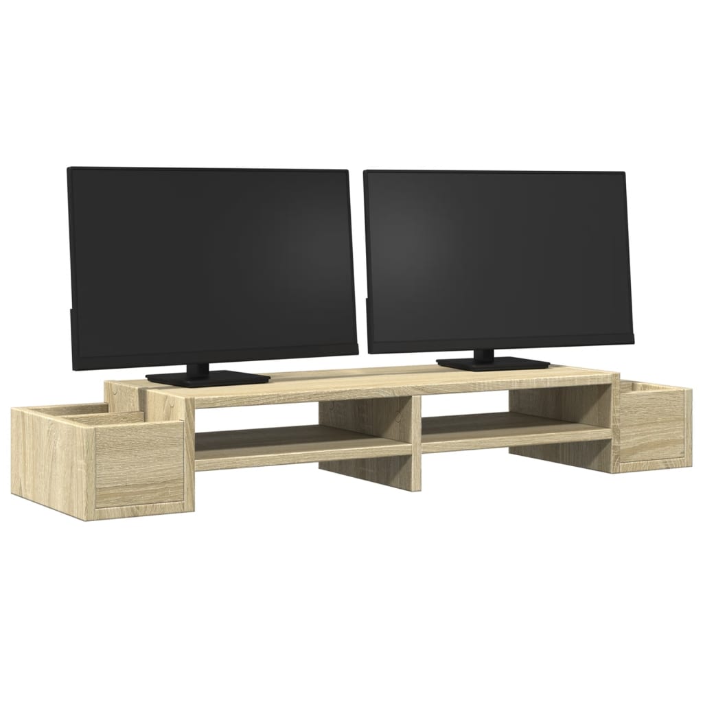 Vidaxxl supporto per monitor spazio di archiviazione 100x27x15 cm in legno rovere Sonoma
