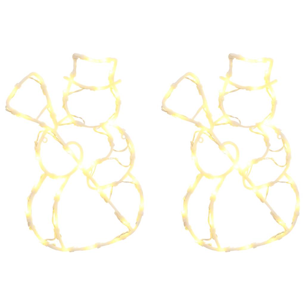 Vidaxl Chrëschtdag Luuchten Snowman Silhouette 2 st 35 LED Wäiss wäiss