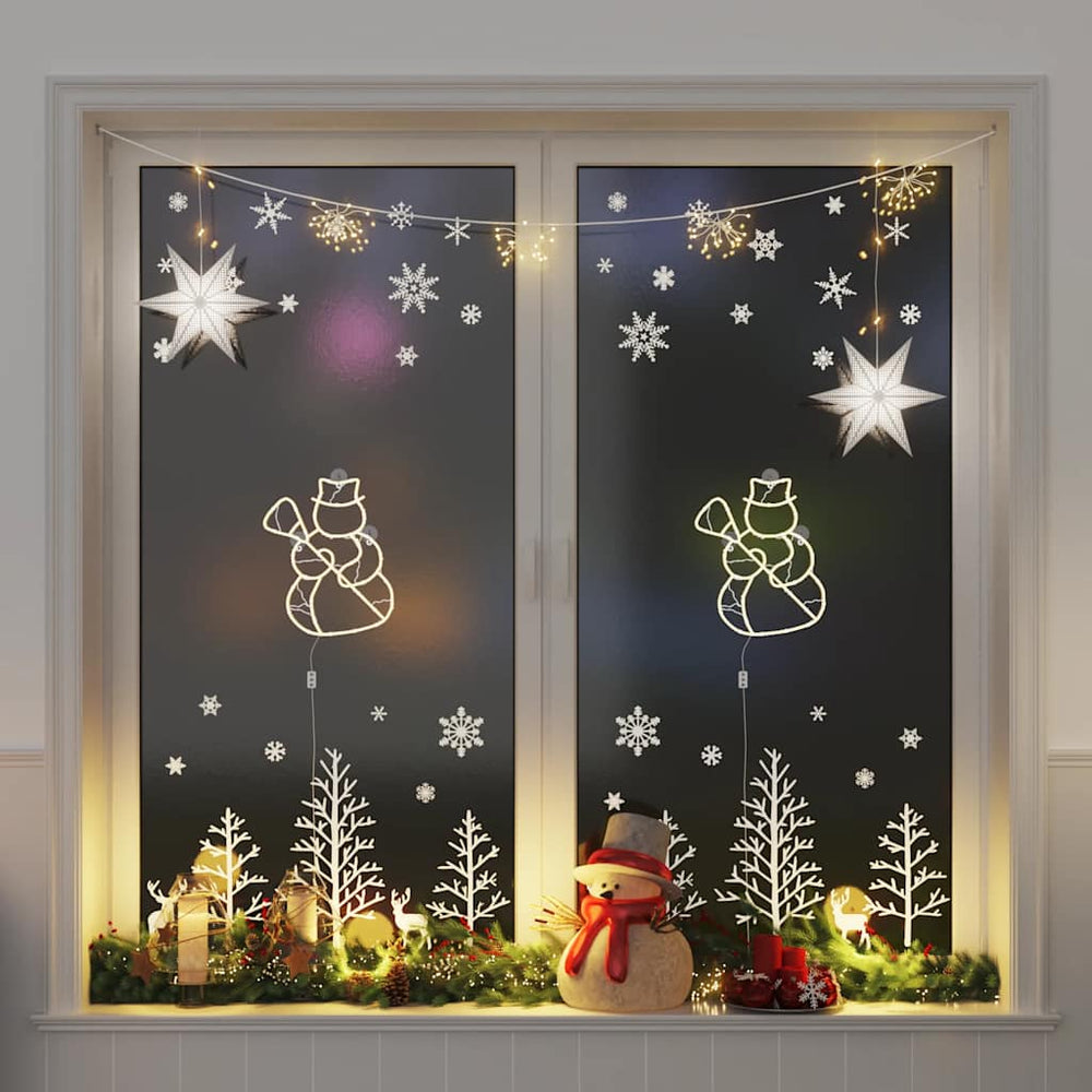 Vidaxl Chrëschtdag Luuchten Snowman Silhouette 2 st 35 LED Wäiss wäiss