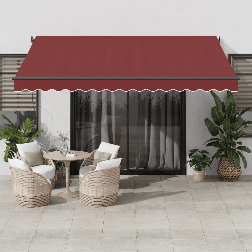 Toldo VidaXL extensible automáticamente con LEDs 400x300 cm burdeos