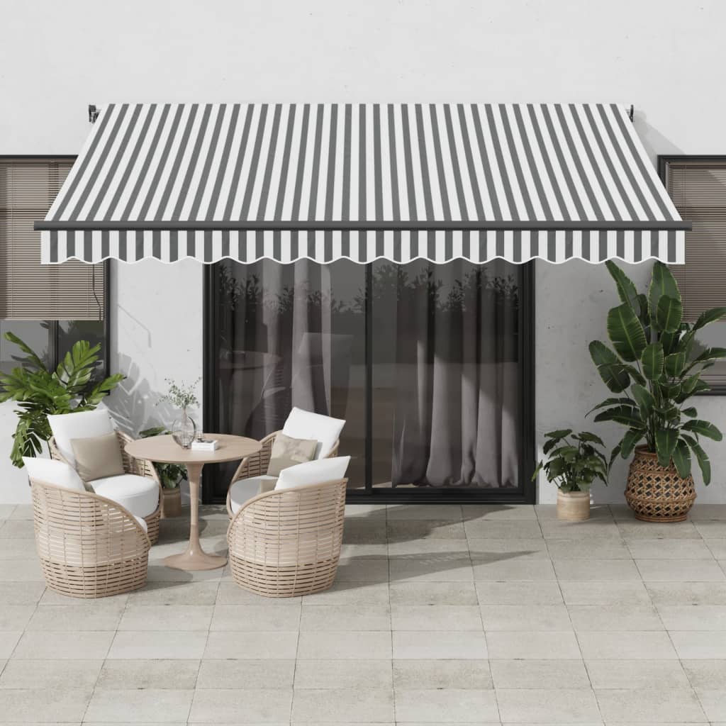 VidaXL Tenda da sole estensibile manualmente e LED 400x300 cm antracite e bianco
