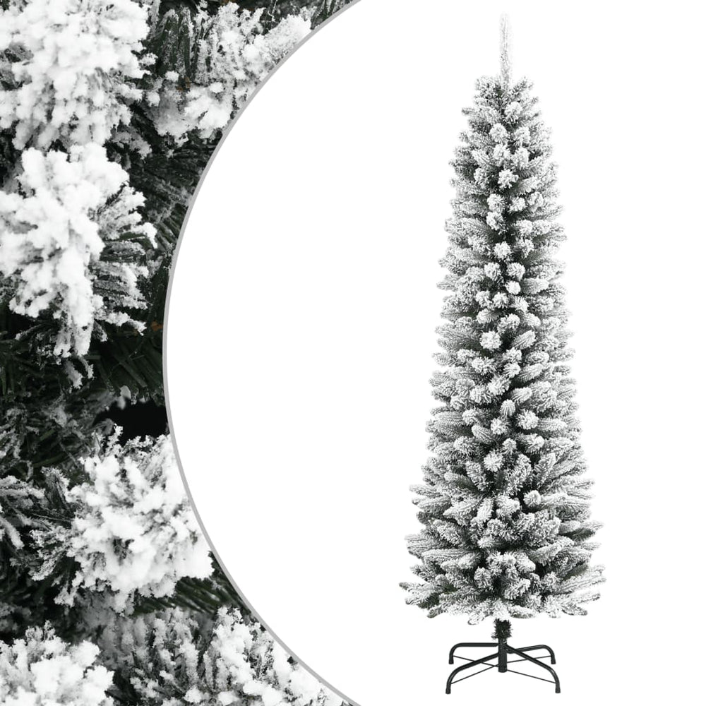 Vidaxl Kunstkerstboom med snö smal 120 cm PVC och PE