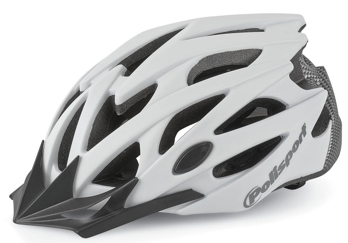 Polisport-Zweig-Fahrradhelm L 58-61 cm weißer Mattkohlenstoff