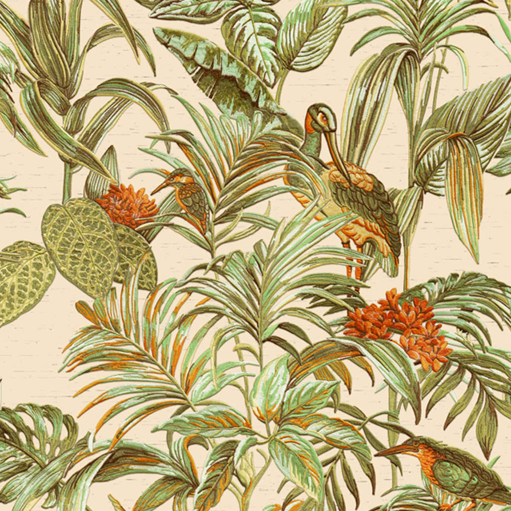 Dutch Wallcoverings Tapete Paradiesvogelgrün