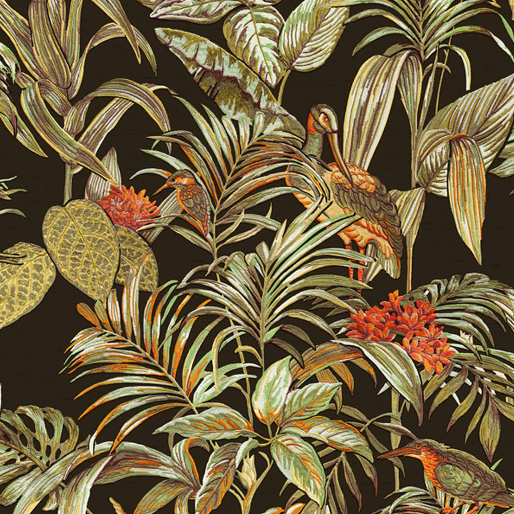 Dutch Wallcoverings Tapete Paradiesvogel Schwarz