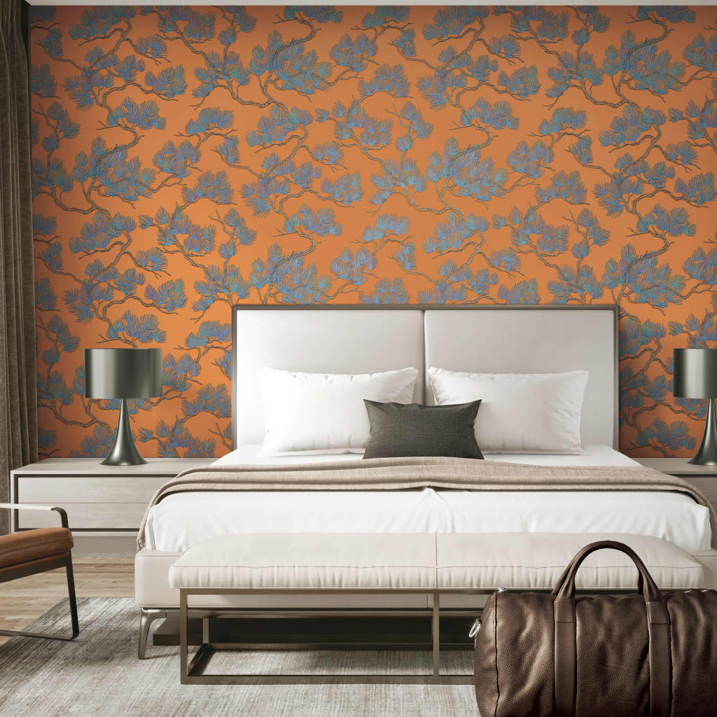 DUTCH WALLCOVERINGS DUTCH WALLCOVERINGS Tapete Kiefer blau und orange