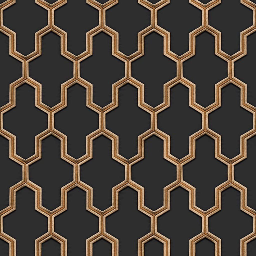 Dutch Wallcoverings Tapete geometrisch in Schwarz und Gold