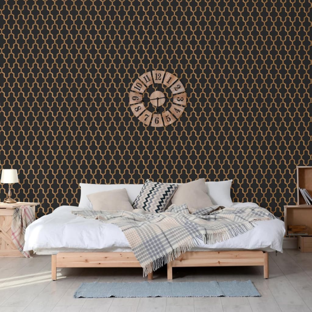 Dutch Wallcoverings Tapete geometrisch in Schwarz und Gold