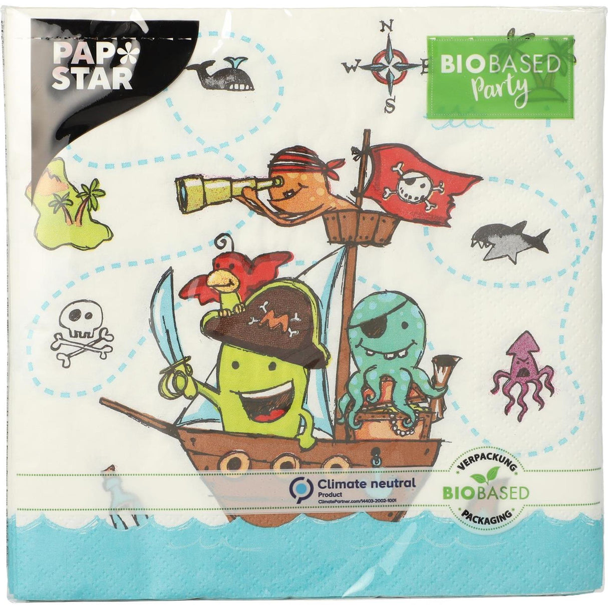 Papstar servetten pirate crew 3-laags 33x33cm
