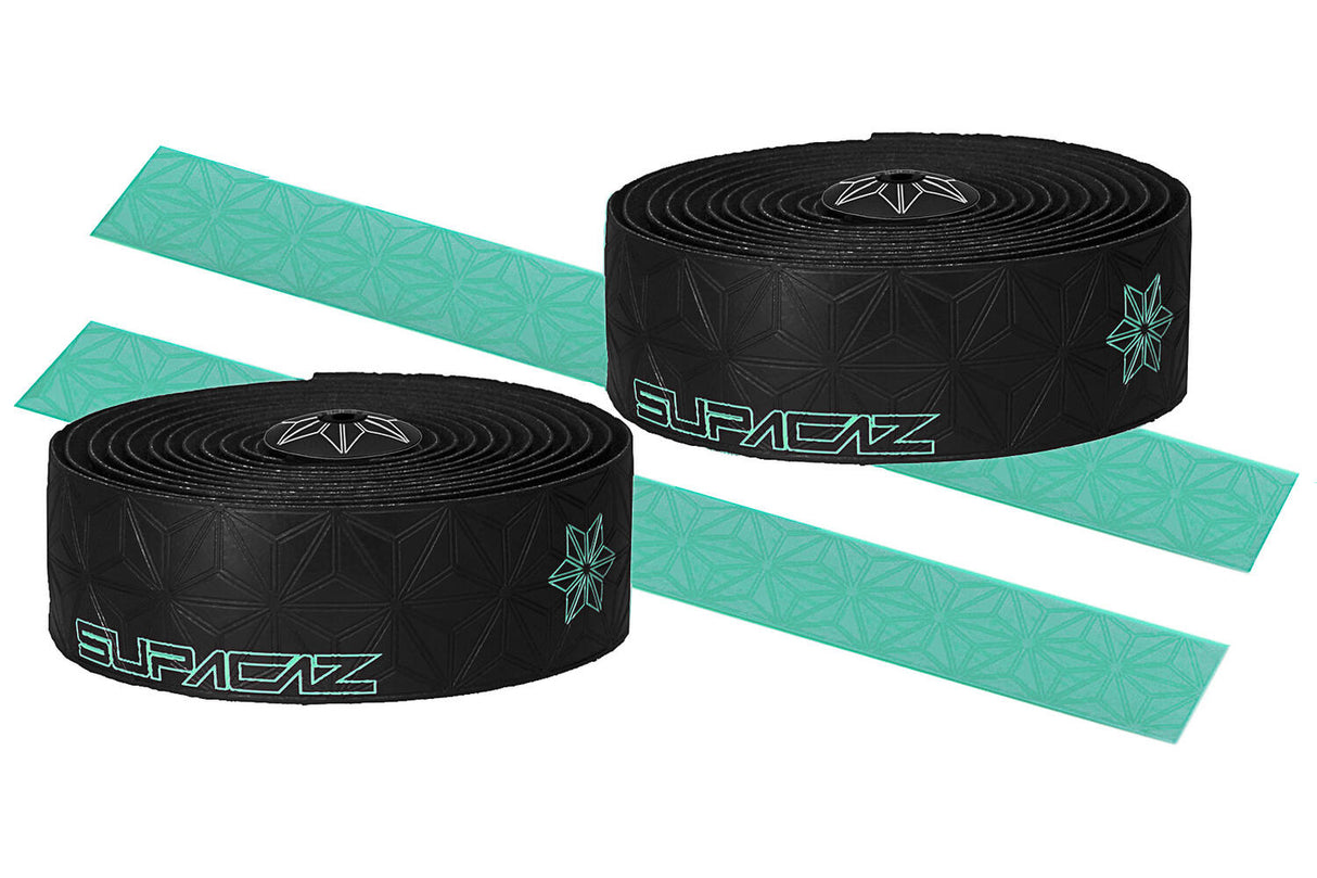 Supacaz Super Sticky Kush Galaxy Lenkerband schwarz Celeste inklusive Aluminium-Lenkerstopfen