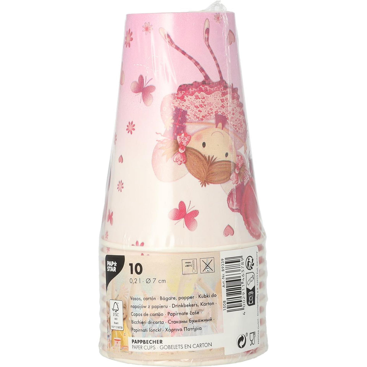 Papstar bekers little dancer karton 0,2l 10st
