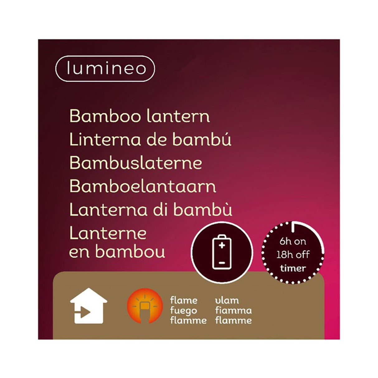 Decoris led lantaarn bamboe 25x25x27,5cm