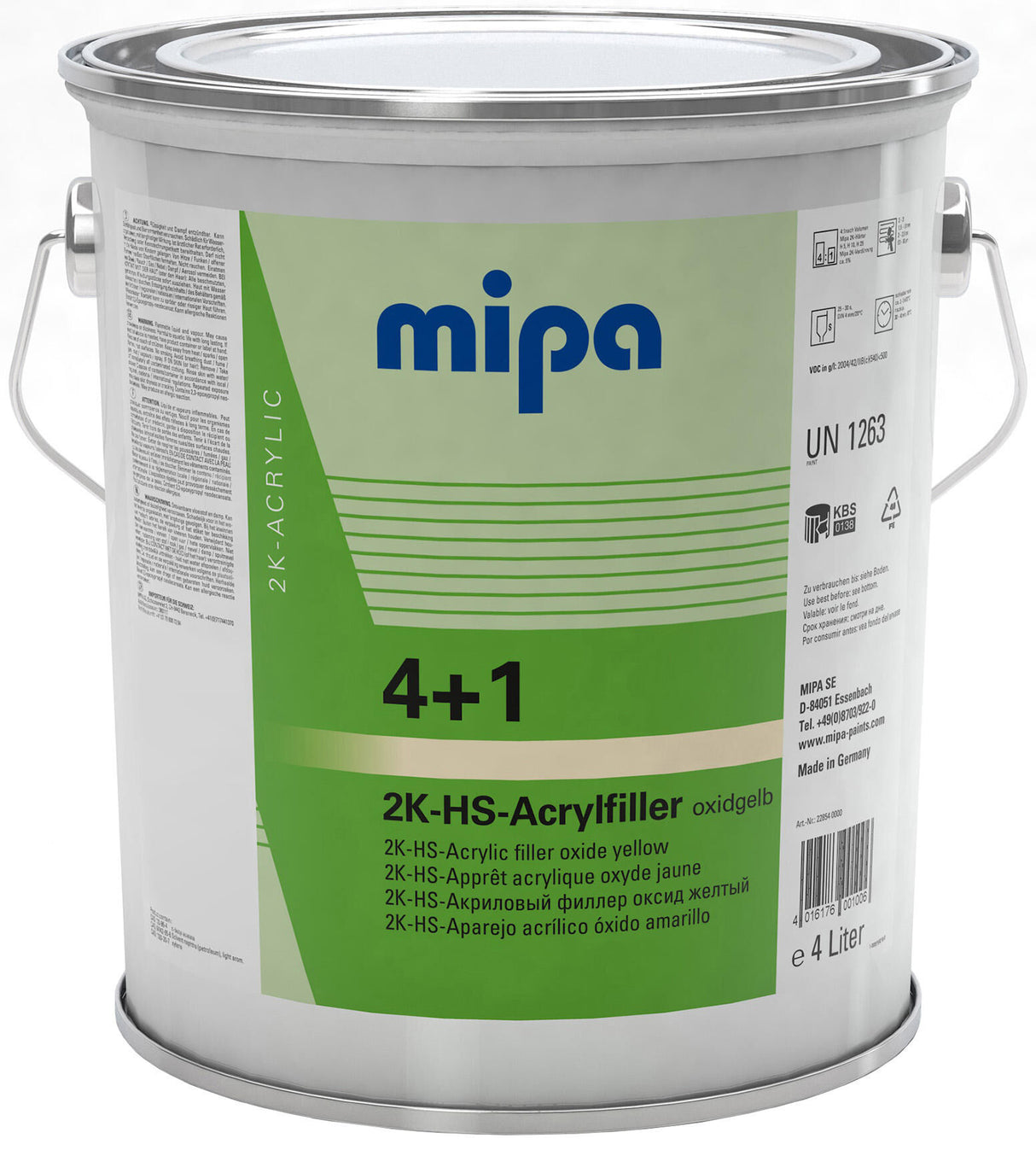 Mipa acrylic filler 4+1 hs 4+1 acrylic filter hs 4l oxidyellow