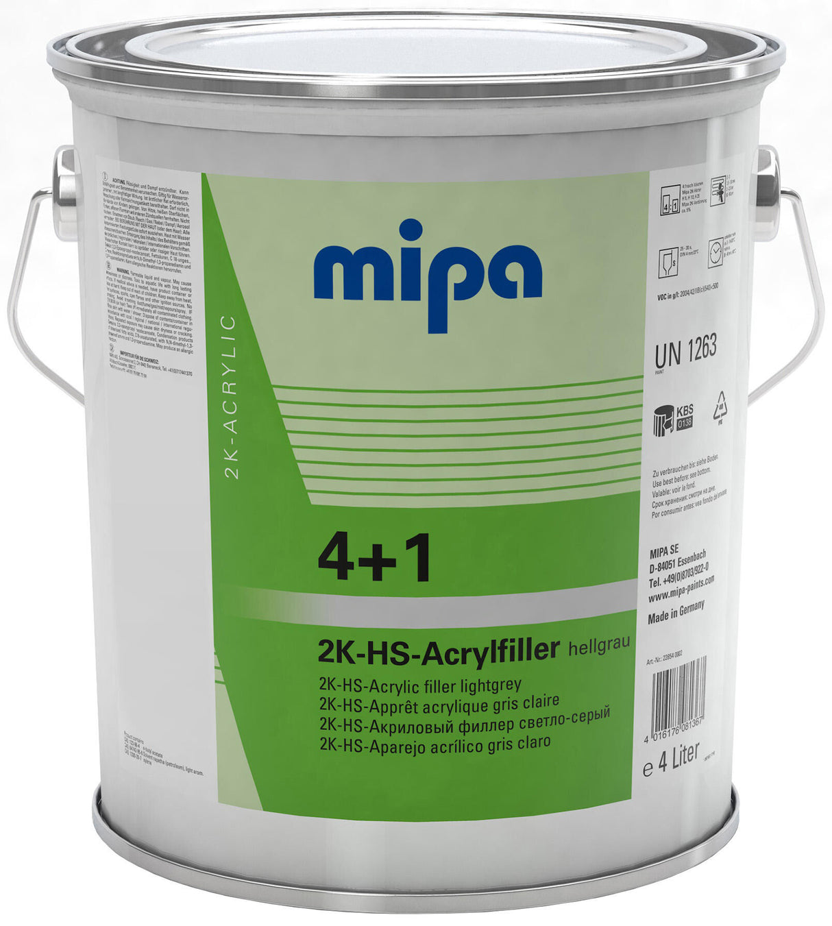 Mipa acrylic filler 4+1 hs 4+1 acrylic filter hs 4l light gray