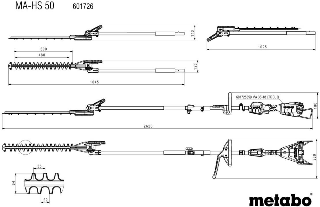 Metabo ma device attachment hedge trimmers attachment ma-hs 50