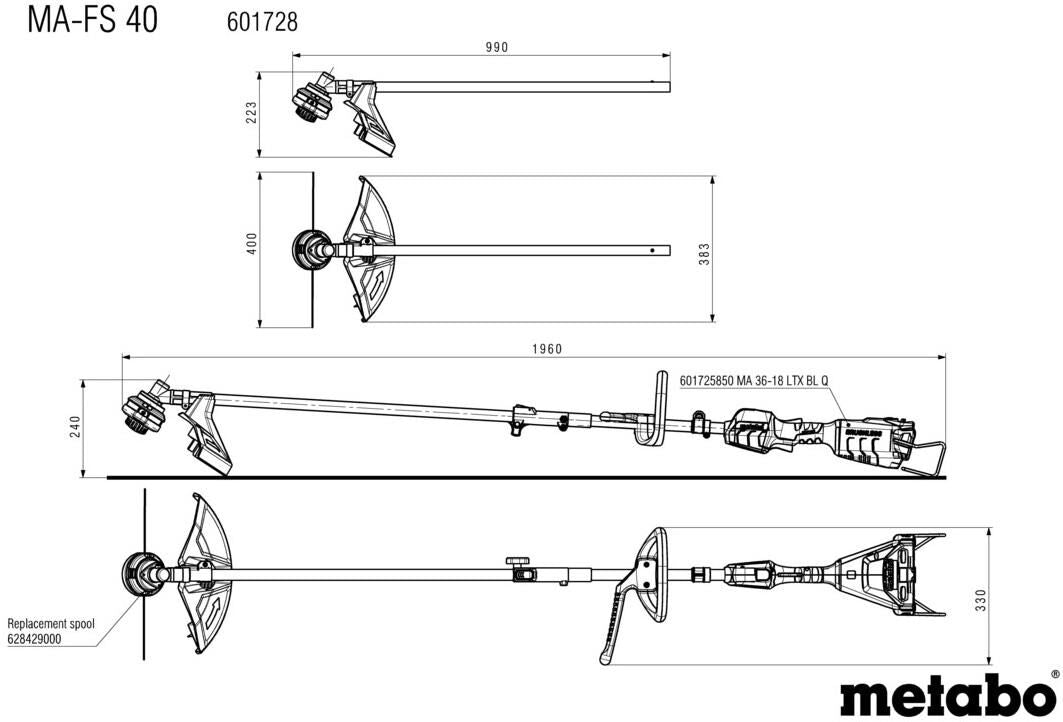 Metabo ma device attachment brush cutter attachment ma-fs 40