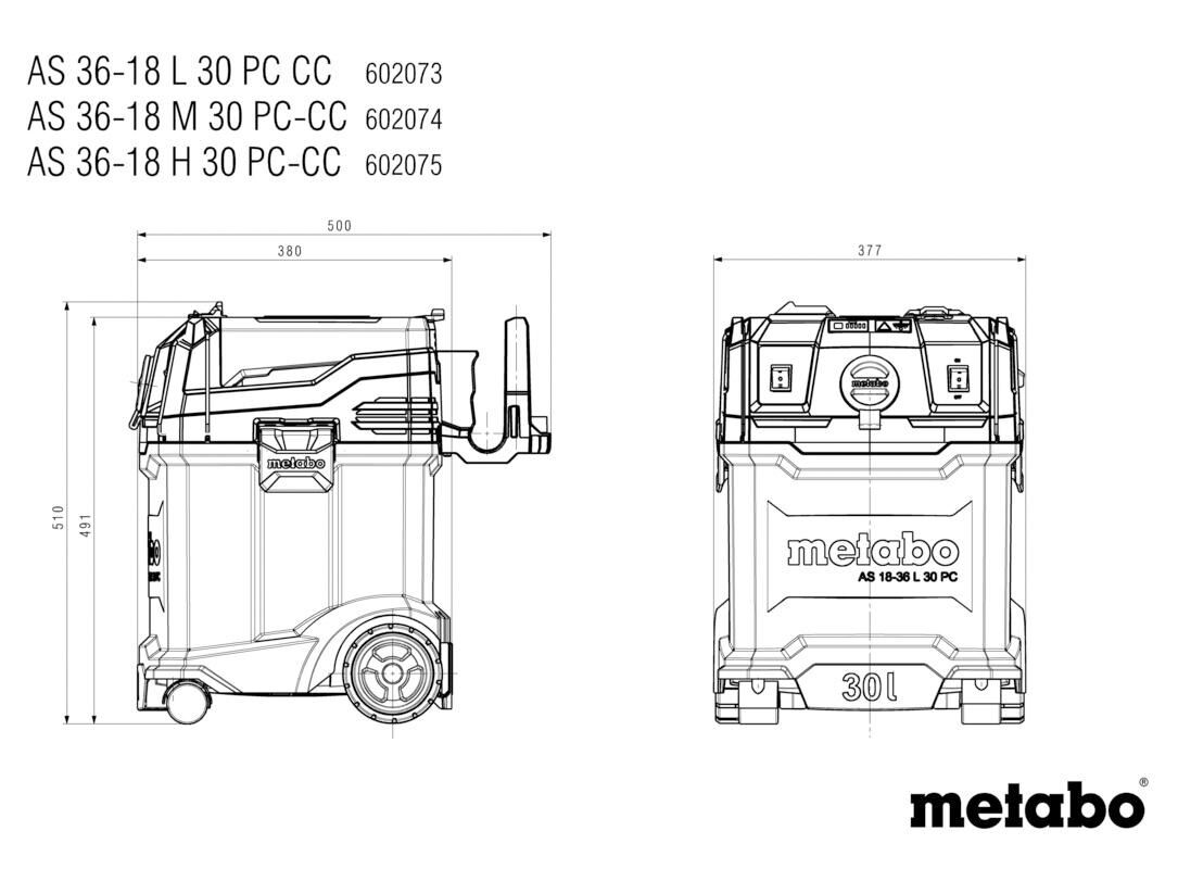 Metabo wet dry vacuum cleaner ash 36-18 l 30 pc-cc . battery vacuum cleaner me as 36-18 l30 pc-cc
