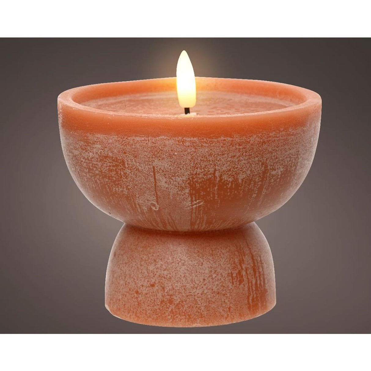 Lumineo led kaars vlamefffect vaas h12,5cm terra