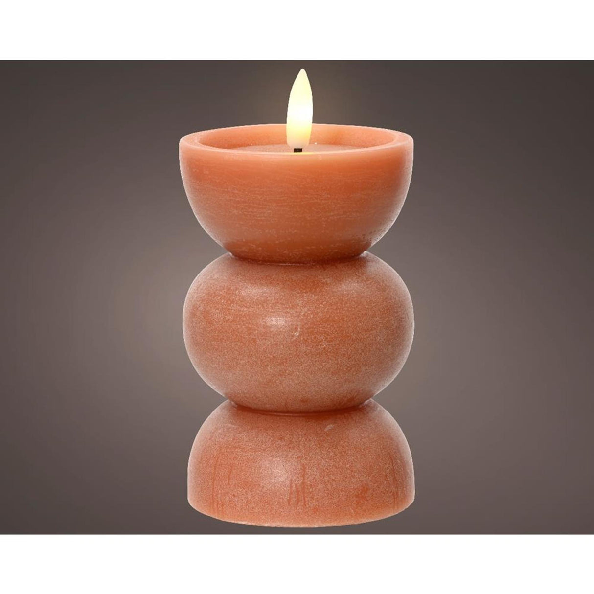 Lumineo led kaars vlameffect h14,5cm terra