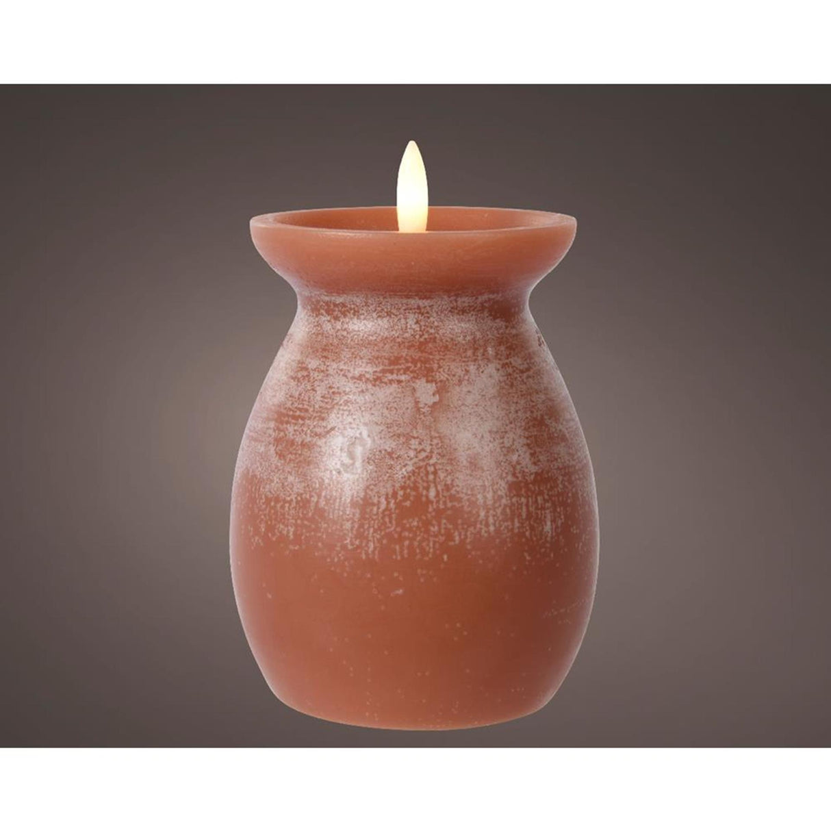 Lumineo led kaars vlamefffect vaas h16cm terra