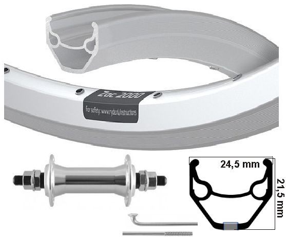 Kgs front wheel 28 inch (622) zac 2000 silver solid axle