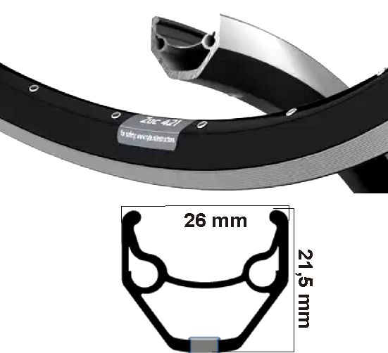Ryde fälg zac 421 27,5 tum (584) svart bromskant 36 hål dubbelbussning