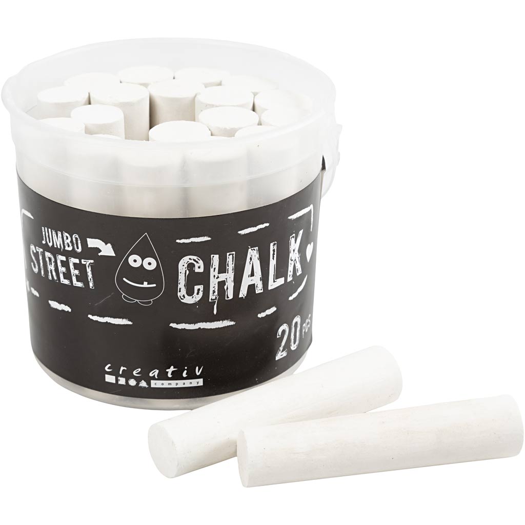 Creativ company sidewalk chalk, size 2.5x12 cm, white, 20 pieces in a box
