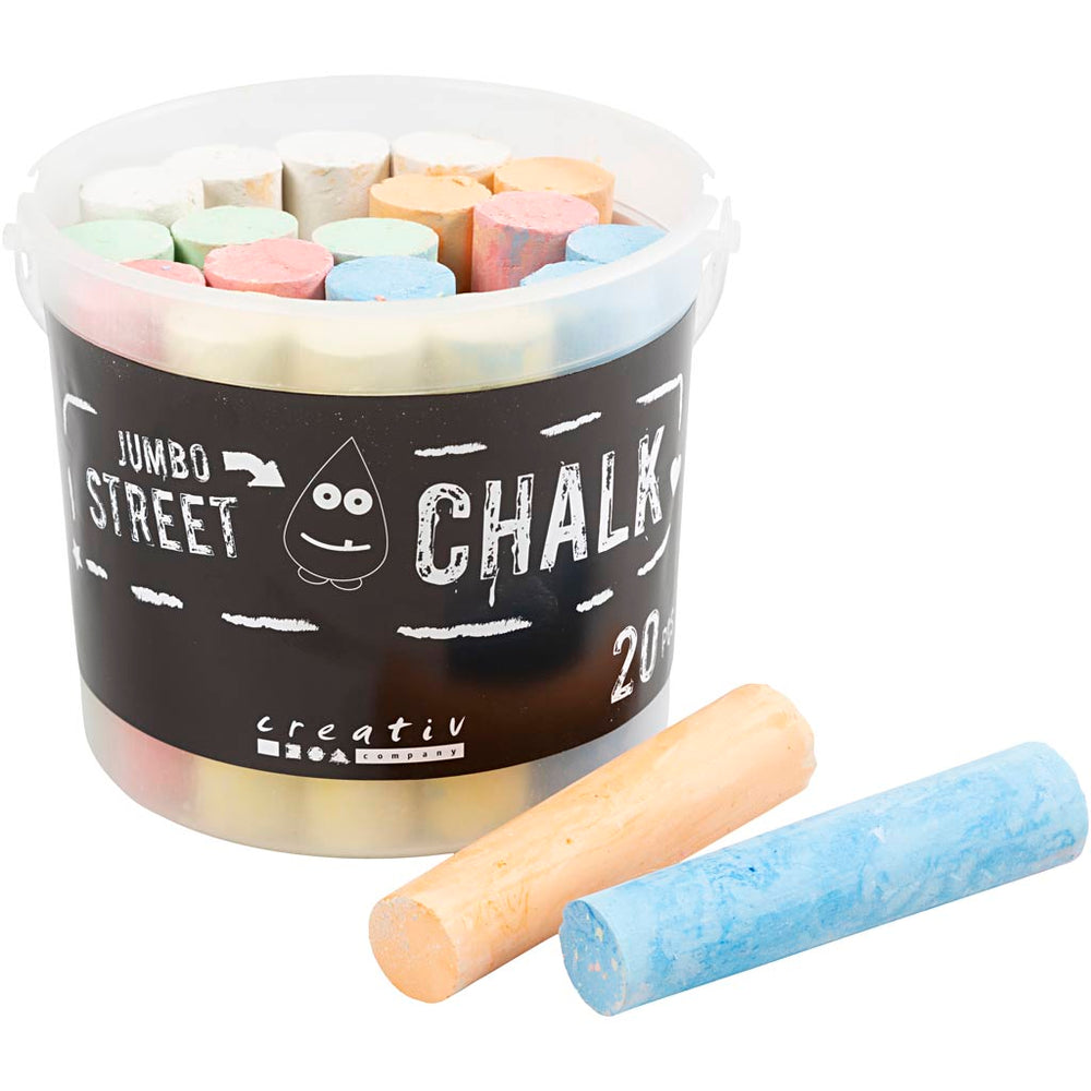 Creativ company sidewalk chalk, size 2.5x12 cm, various colors, 20 pieces in a box