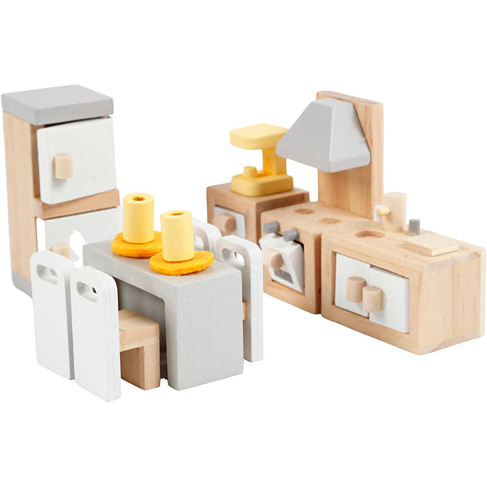 Viga furniture for dollhouse, kitchen, dimensions 2x2x7.5 cm, 9 parts 1 set