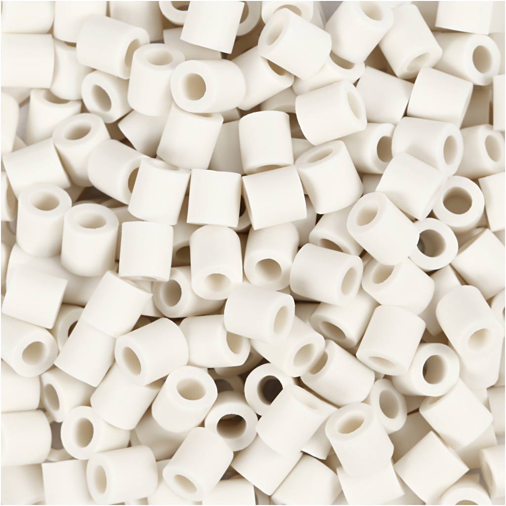 Nabbi biobeads from , size 5x5 mm, hole size 2.5 mm, medium, white, 1000 pieces 1 box
