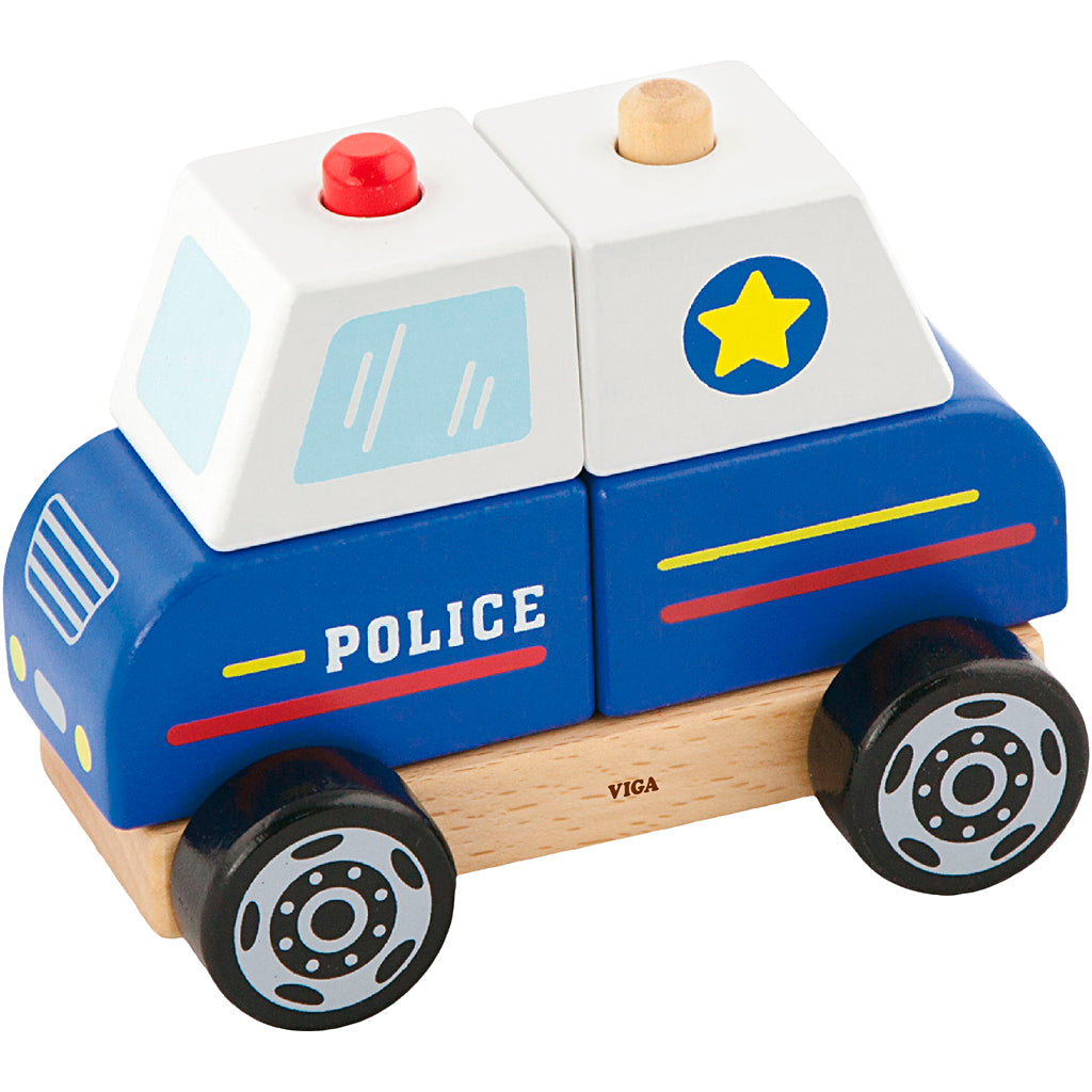 Viga wooden police car toy, police car, size 13x10x8 cm, 1 piece