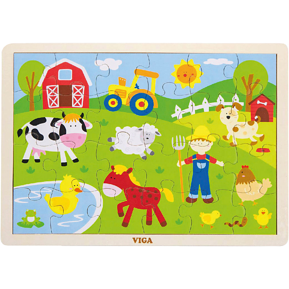 Viga wooden jigsaw puzzles, farm animals, size 30x22.5 cm, 24 parts, 1 piece