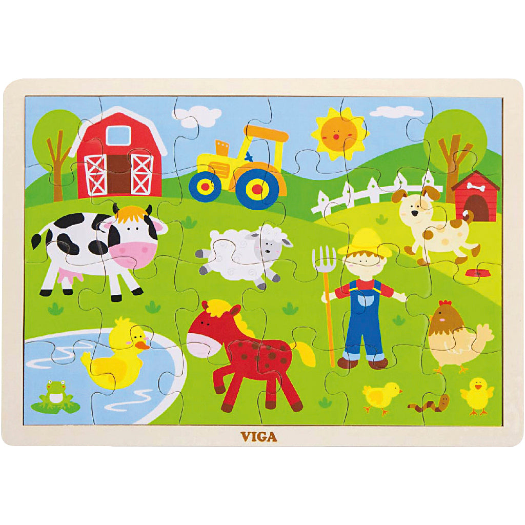 Viga wooden jigsaw puzzles, farm animals, size 30x22.5 cm, 24 parts, 1 piece