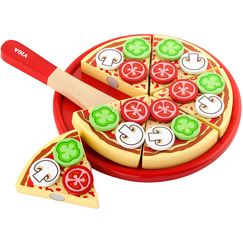 Viga houten speelpizza, afm 23x3,5 cm, 1 stuk