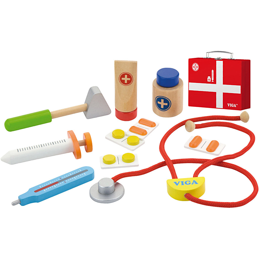 Viga wooden doctor playset, 11 pieces 1 set