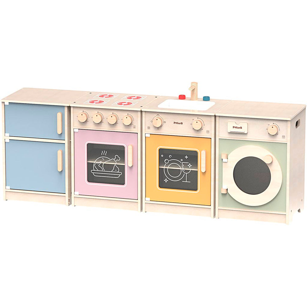 Viga mini play kitchen, h: 50(56.9) cm, l: 130 cm, w: 30 cm, 4 parts 1 box