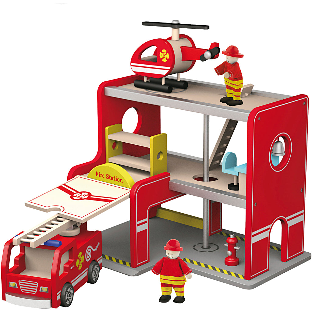 Viga wooden fire station, size 35x26x28 cm, 1 piece