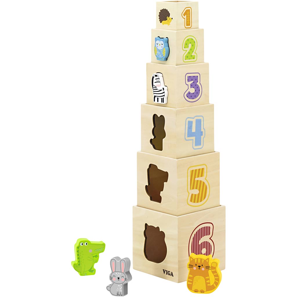Viga building blocks, h: 51 cm, l: 12 cm, w: 12 cm, 6 pieces 1 box