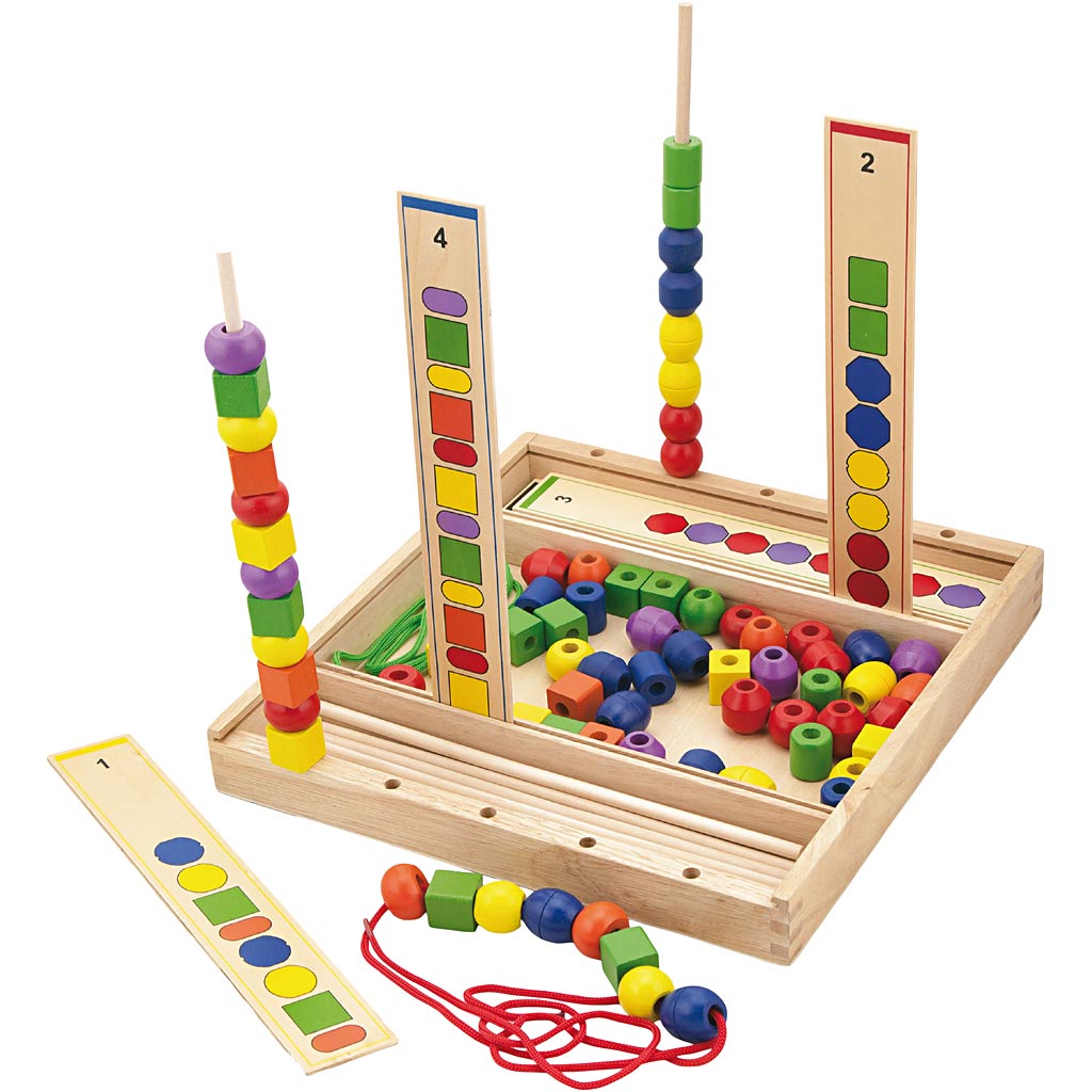 Viga bead game, height 4 cm, width 33 cm, 94 pieces, 1 box