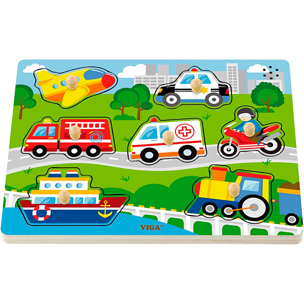 Viga wooden jigsaw puzzle with sound, transport, size 33x22.5x3 cm, 1 piece