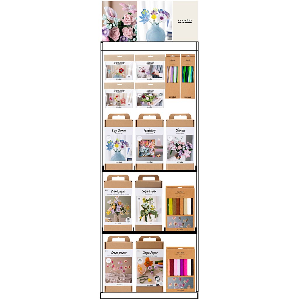 Creativ Company floor display, assembled, category, flower mix, adult, height: 1580 mm, length: 600 mm, width: 400 mm, 99 units, 1 piece