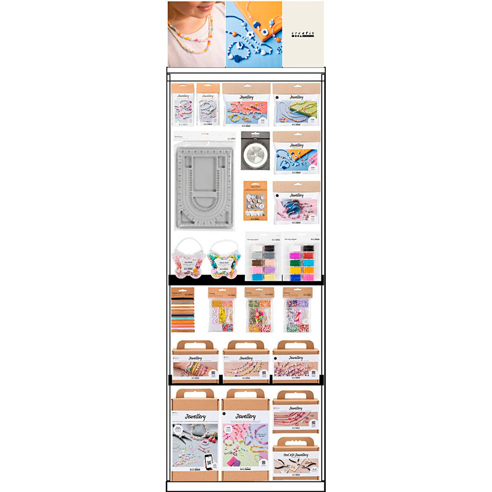 Creativ company vloerdisplay, ongemonteerd, category, sieraden, kinderen, h: 1580 mm, l: 600 mm, b: 400 mm, 106 eenh. 1 stuk