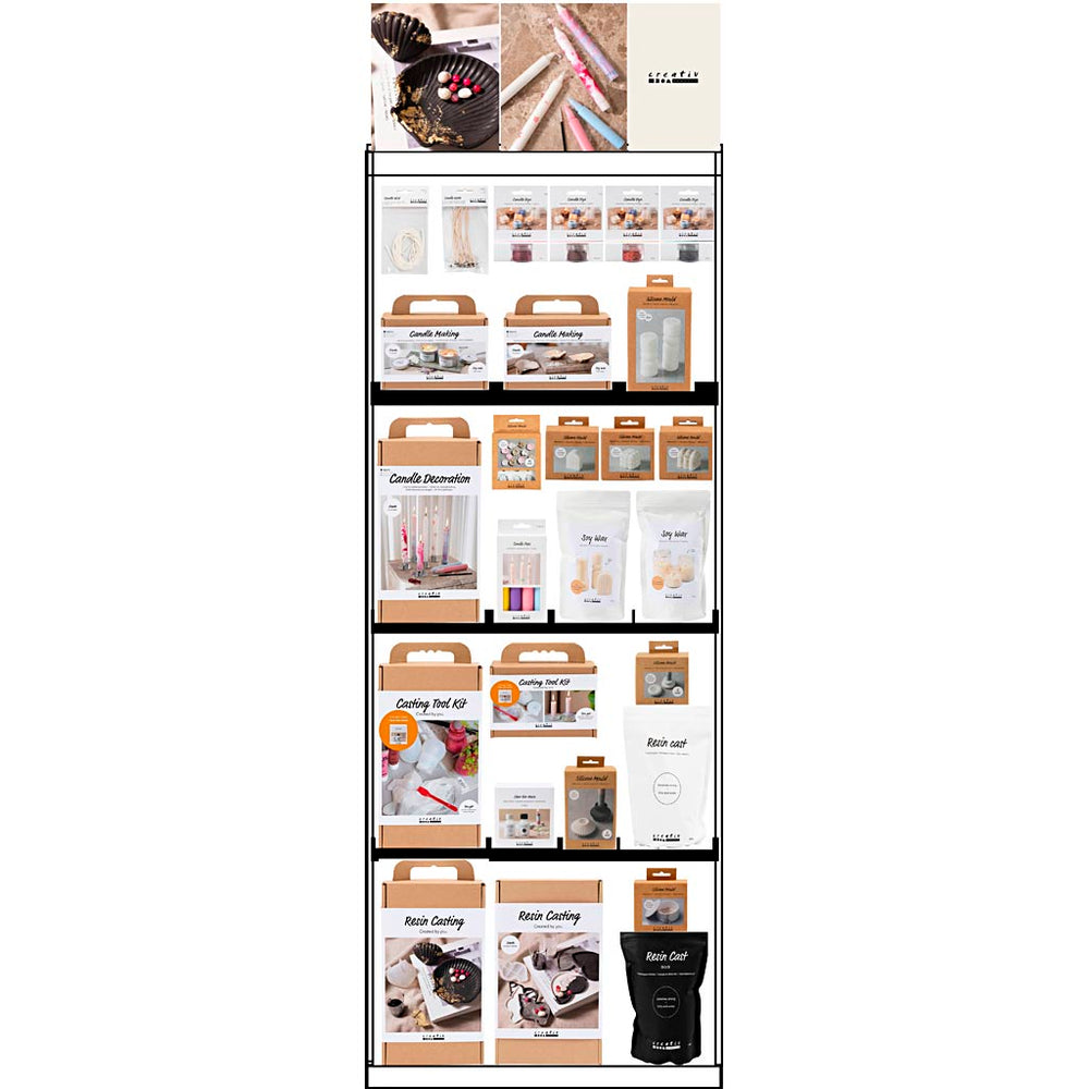 Creativ Company floor display, assembled, category, resin candle, adult, h: 1580 mm, l: 600 mm, w: 400 mm, 139 units 1 piece